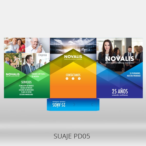 Folder corporativo en formato de tríptico